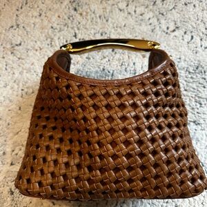 Elleme Woven Handbag with Gold Handle
